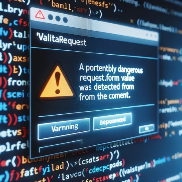 A potentially dangerous Request.Form value was detected from the client